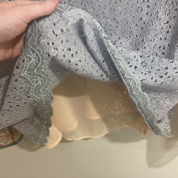 Like New Sundance long Sleeve Silk Scarf w/ Lace Bodice Bohemian Top Mixed Media - Picture 7 of 9